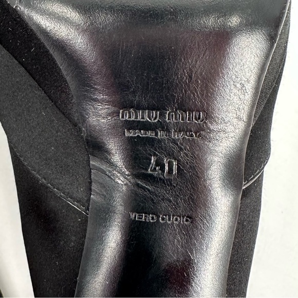Miu Miu heels 40 black satin sling back chunky platforms vintage y2k formal - Picture 7 of 11